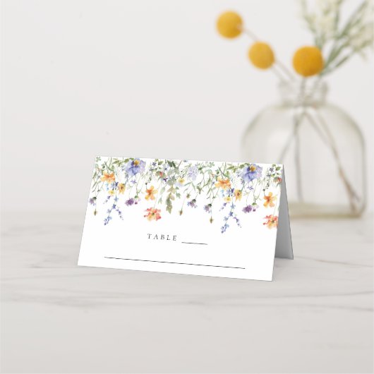 Carte De Placement Mariage Fleur de Champ à l'Aquarelle (Devant)