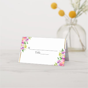 Carte De Placement Mariage Fleur Rose Et Or Faux Foil