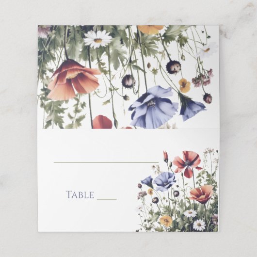 Carte De Placement Mariage Fleur sauvage aquarelle (Extérieur déplié)