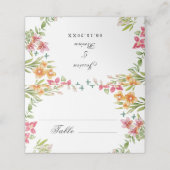 Carte De Placement Mariage fleur sauvage, Boho Floral Place Card (Extérieur déplié)