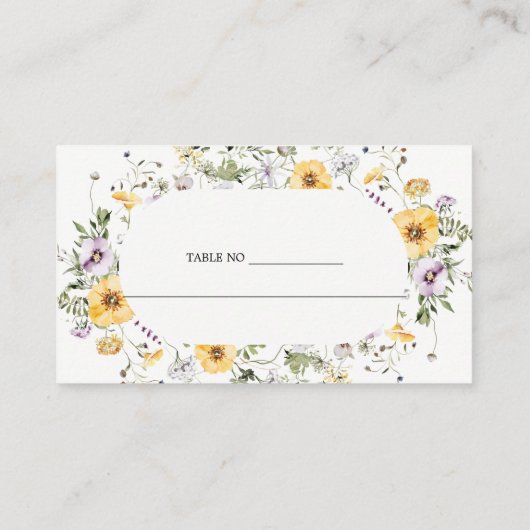 Carte De Placement Mariage Fleur sauvage circulaire Lilac jaune (Dos)