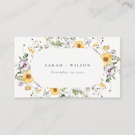 Carte De Placement Mariage Fleur sauvage circulaire Lilac jaune (Devant)