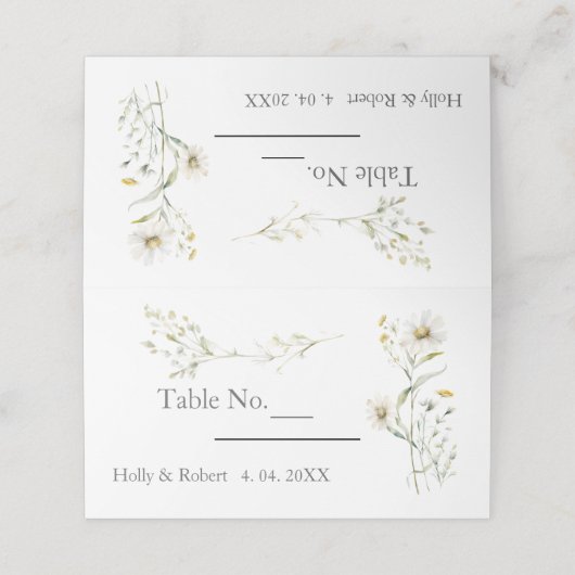 Carte De Placement Mariage Fleur sauvage Daisy (Extérieur déplié)