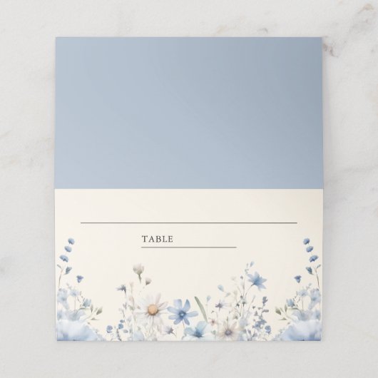 Carte De Placement Mariage Fleur sauvage Dusty Blue Boho (Extérieur déplié)