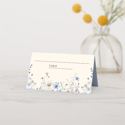 Carte De Placement Mariage Fleur sauvage Dusty Blue Boho (Devant)
