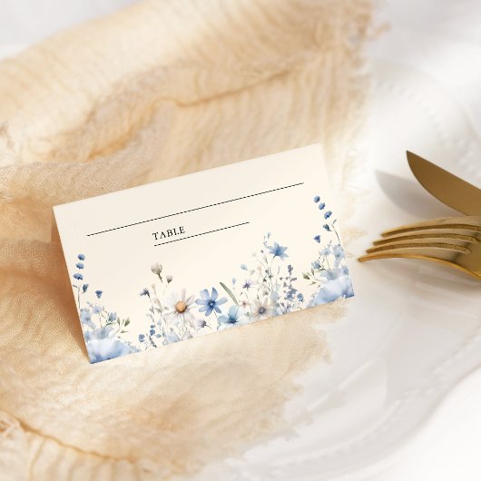 Carte De Placement Mariage Fleur sauvage Dusty Blue Boho