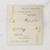 Carte De Placement Mariage Fleur sauvage jaune (Extérieur déplié)