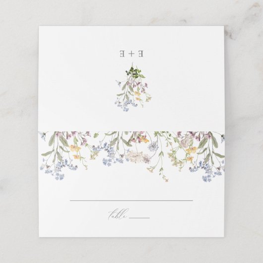 Carte De Placement Mariage fleur sauvage plié Carte Place Boho Floral (Extérieur déplié)