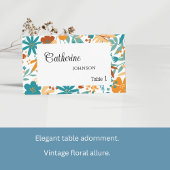 Carte De Placement Mariage Fleur sauvage rétro brillant
