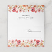 Carte De Placement Mariage Fleur sauvage Retro Pastel Pink Boho (Extérieur déplié)