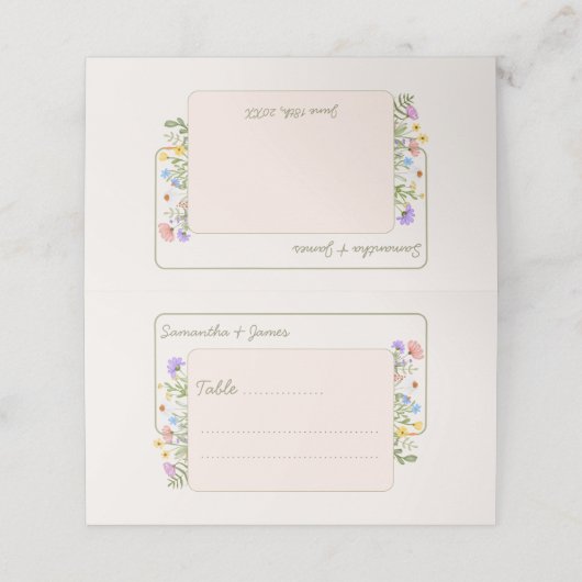 Carte De Placement Mariage Fleur sauvage rustique moderne (Extérieur déplié)