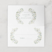 Carte De Placement Mariage fleuri Feuille Eucalyptus vert (Extérieur déplié)