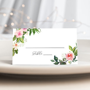 Carte De Placement Mariage Fleurie Rose Tendre