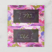 Carte De Placement Mariage Fleuris Vibrants Rose et Violet  (Extérieur déplié)