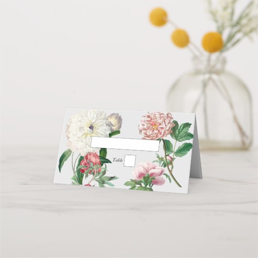 Carte De Placement Mariage Fleurs de Pivoines Blanches Rose Aquarelle (Devant)