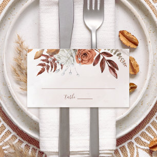 Carte De Placement Mariage Fleurs de Terracotta Rouille Bohème Automn