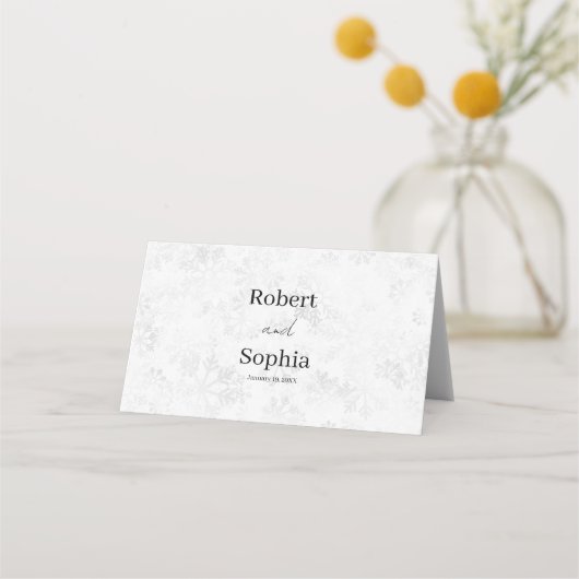 Carte De Placement Mariage Flocon de Neige d'Hiver (Dos)