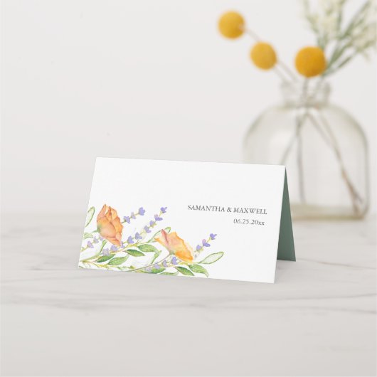 Carte De Placement Mariage floral aquarelle (Dos)