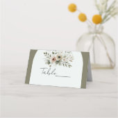 Carte De Placement Mariage floral aquarelle vert olive kaki (Dos)