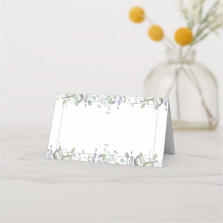 Carte De Placement Mariage Floral Argent Géométrique Sauge Et Lilas