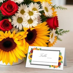 Carte De Placement Mariage floral au tournesol rose du coucher de sol