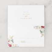 Carte De Placement Mariage Floral Blanc Burgundy Or Classique (Extérieur déplié)