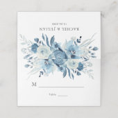 Carte De Placement Mariage floral bleu aquarelle (Extérieur déplié)