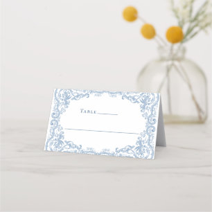 Carte De Placement Mariage Floral bleu bleu de la Renaissance