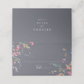 Carte De Placement Mariage floral bleu classique (Extérieur déplié)