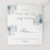 Carte De Placement Mariage Floral Bleu espagnol (Extérieur déplié)