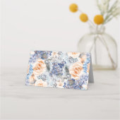 Carte De Placement Mariage floral bleu et bracelet (Dos)