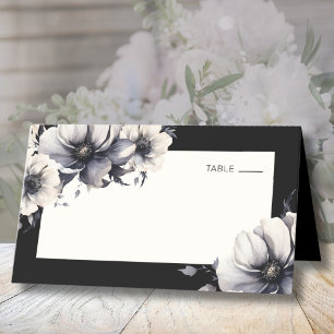 Carte De Placement Mariage Floral Bohème Noir Chic