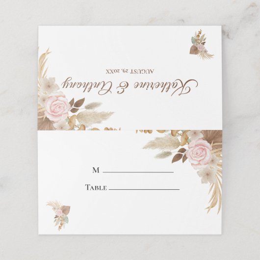 Carte De Placement Mariage floral boho minimal (Extérieur déplié)