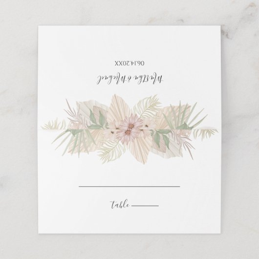Carte De Placement Mariage floral boho minimal (Extérieur déplié)