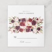 Carte De Placement mariage floral bordeaux et roux (Extérieur déplié)