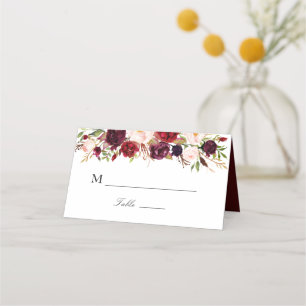 Carte De Placement mariage floral bordeaux et roux