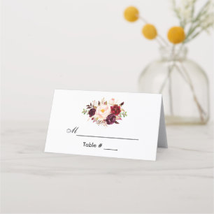 Carte De Placement Mariage Floral Bourguignon à l'Aquarelle