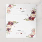 Carte De Placement Mariage floral Burgundy Marsala Blush Numéro de ta (Extérieur déplié)