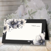 Carte De Placement Mariage floral chic de Boho noir