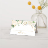 Carte De Placement Mariage Floral Crème Script Doré (Devant)