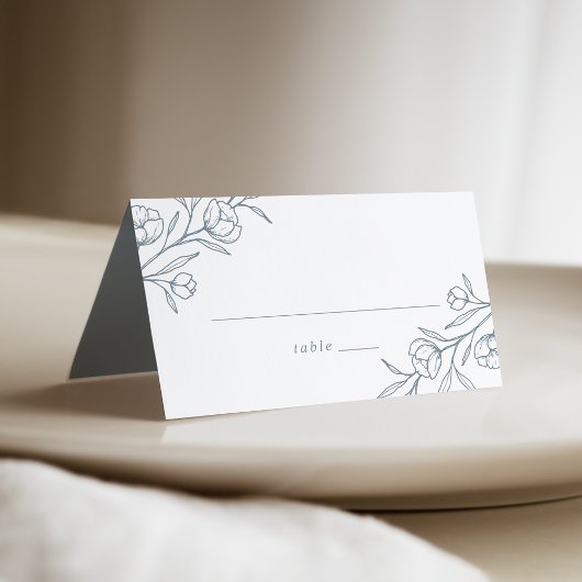 Carte De Placement Mariage floral croisé Dusty Blue