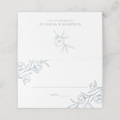 Carte De Placement Mariage floral croisé Dusty Blue (Extérieur déplié)
