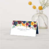 Carte De Placement Mariage floral d'aquarelle brillante (Dos)