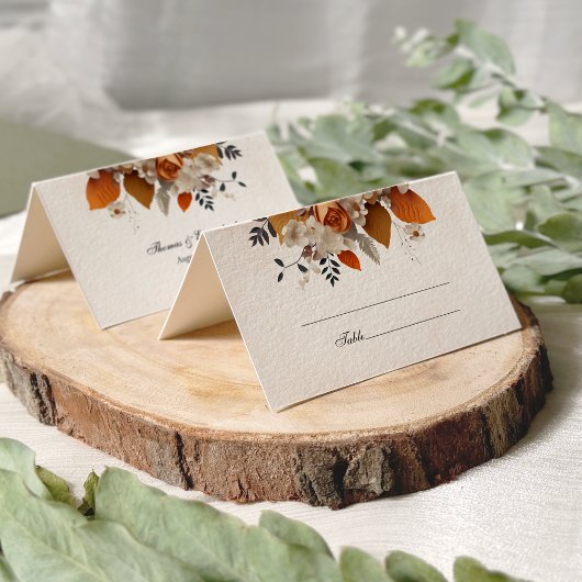 Carte De Placement Mariage floral d'automne du coucher du soleil