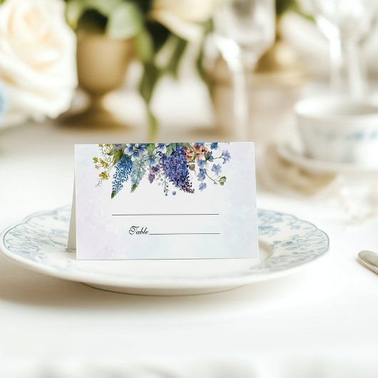 Carte De Placement Mariage floral de Bohême Bleu Violet