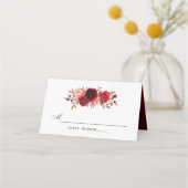 Carte De Placement Mariage floral de la Bourgogne Marsala Rouge Roses (Dos)