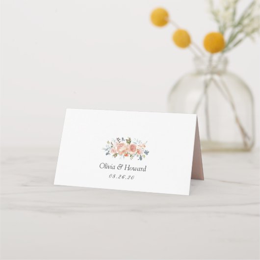 Carte De Placement Mariage floral de la pêche rustique (Dos)