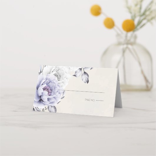 Carte De Placement Mariage | Floral de Lilac rustique et d'Albâtre (Devant)