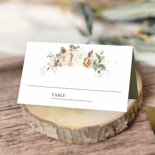 Carte De Placement Mariage floral de Noël blanc d'or d'ivoire