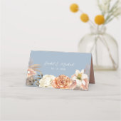 Carte De Placement Mariage floral de Pêche bleue Dusty (Dos)